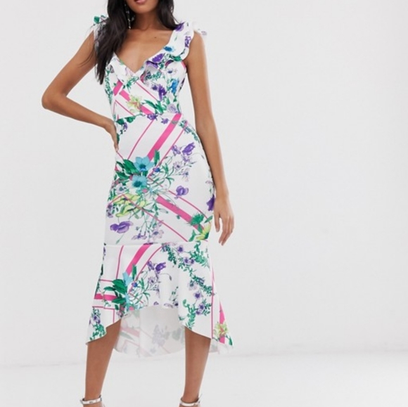 ASOS Ruffle Bodycon Dress Size 4 - Picture 1 of 8